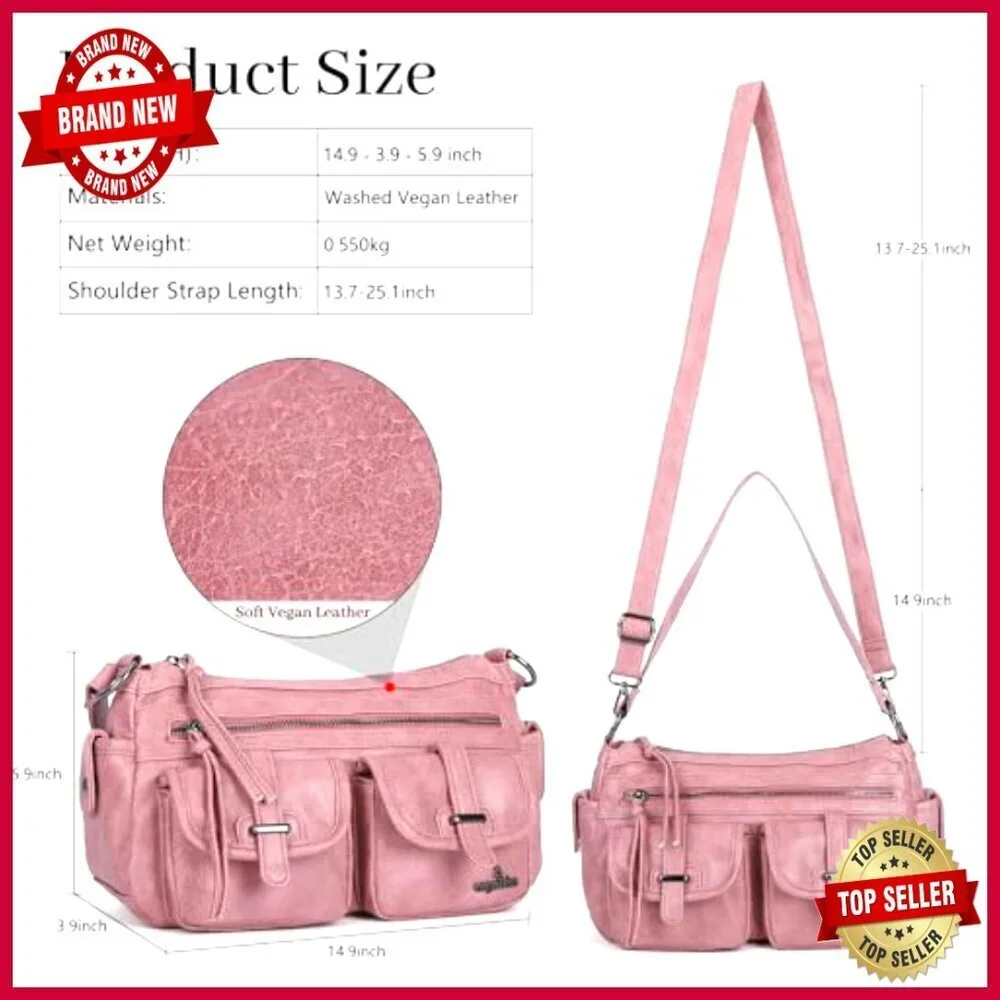 Medium Hobo Crossbody Bag with Adjustable Strap and Multiple Pockets